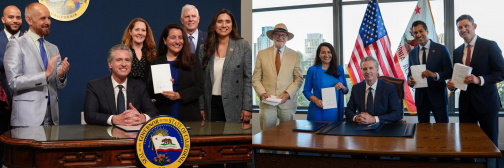 Limon and Governor Newsom at Bill Signing