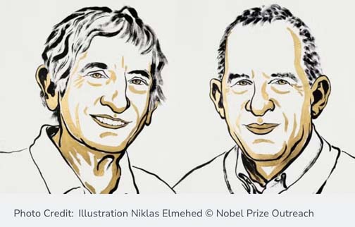 Photo Caption: Illustrations of physicists John Martinis and Michel Devoret