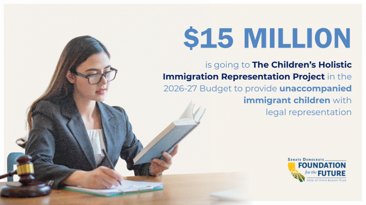 State funding graphic with woman looking at papers