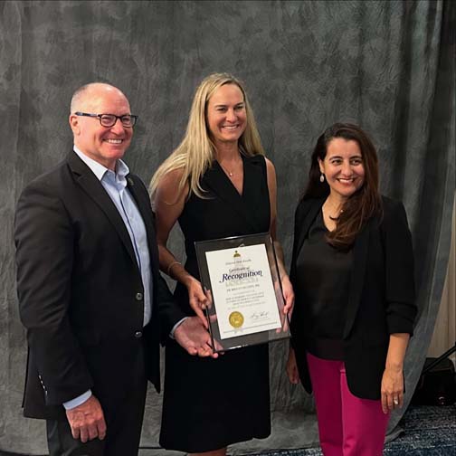 Senator Limón and Assemblymember Gregg Hart take a photo with this year’s Physician of the Year