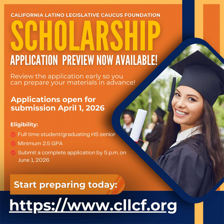 Girl smiling while holding college degree to promote Latino Legislative Caucus Foundation Scholarship