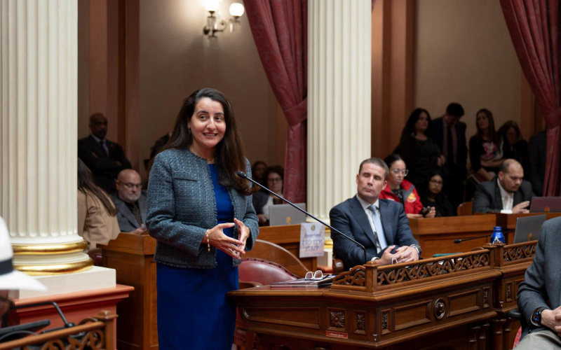 Senator Monique Limon speaking on the Senate floor 
