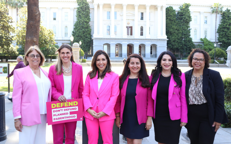 California Senate Leader Monique Limon standing in front of Capitol Building with Leaders of Planned Parenthood 