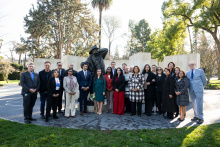 Pictured from left to right: Assemblymembers Rodger, Zbur, Rodriguez, Fong, Patel, Bryan, and Assembly Speaker Robert Rivas, Assemblymembers Lackey, Hadwick, Grove, Castillo. Pro Tem Monique Limón, Senators Smallwood-Cuevas, Stern, Rubio, Grayson, Richardson, Menjivar, Cervantes, Reyes, Caballero, Dahle, Grove, Laird.